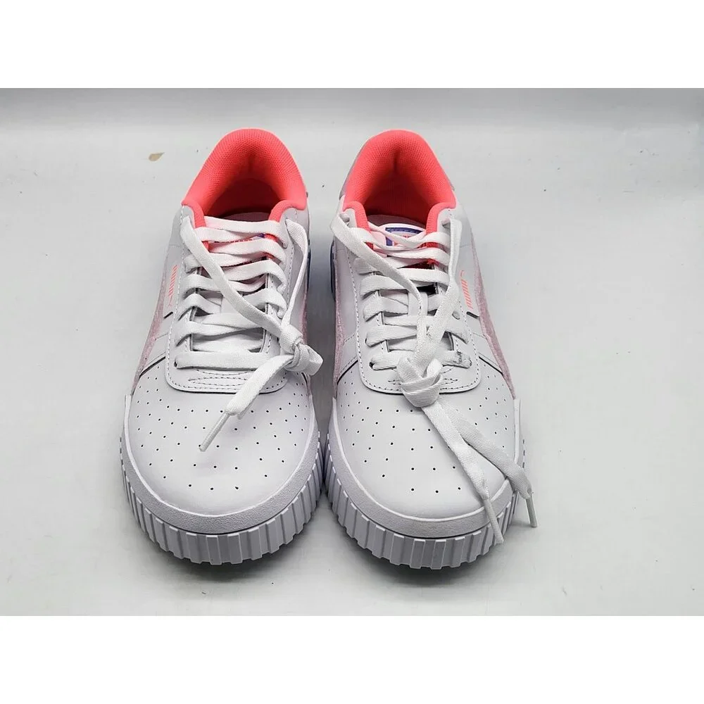 Puma Cali Women's 6.5 White‎ Pink Leather Platform Sneakers 387780-01